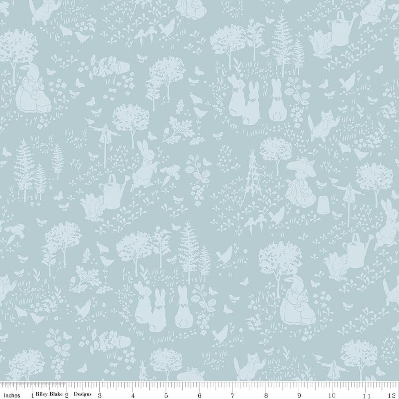 Tonal Garden in Blue (c17251-blue) | Peter Rabbit and Benjamin Bunny | Riley Blake Designs | Riley Blake